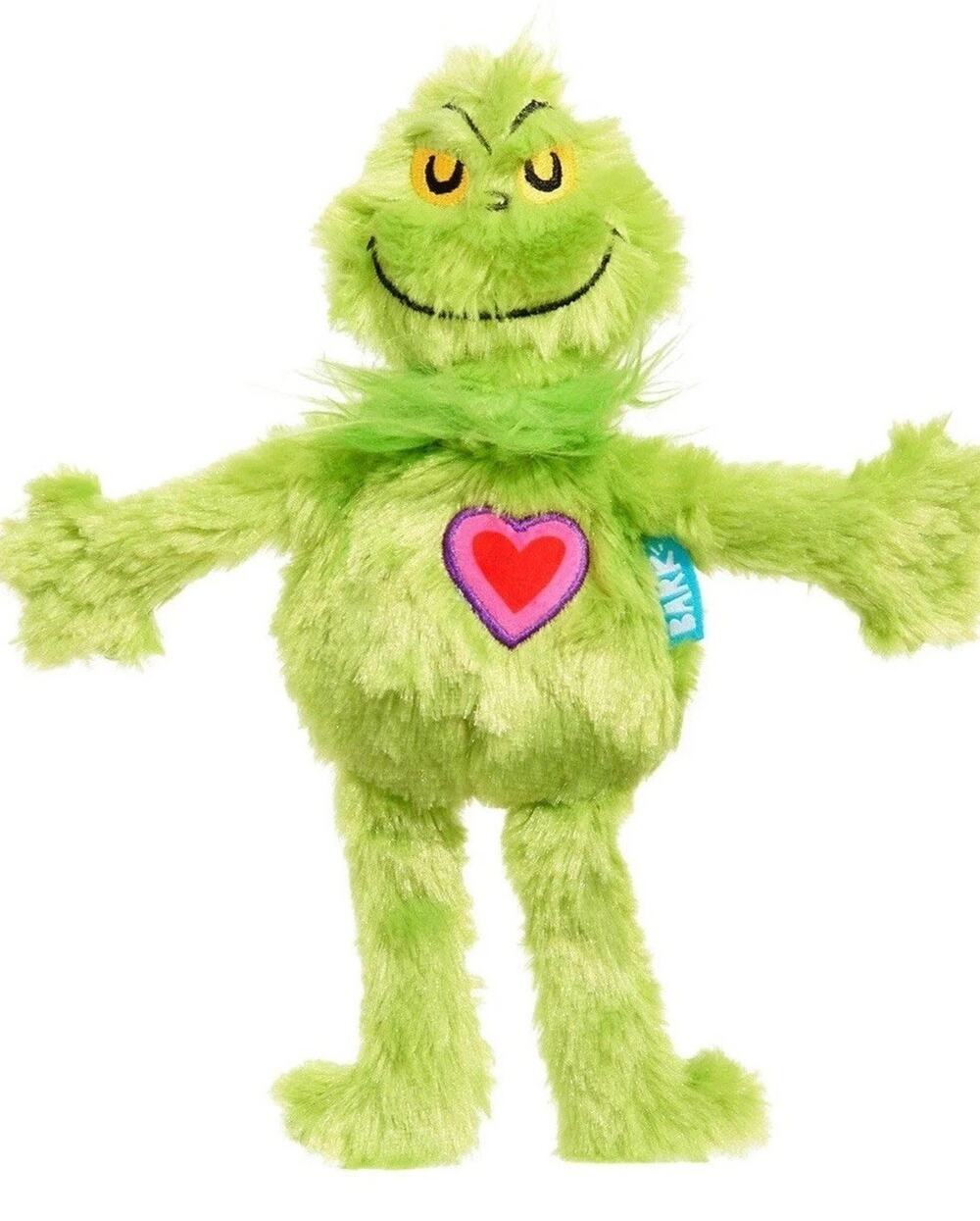 BarkBox Baby Grinch Plush Dog Toy BARK 2018 Dr Seuss Christmas Heart Rare